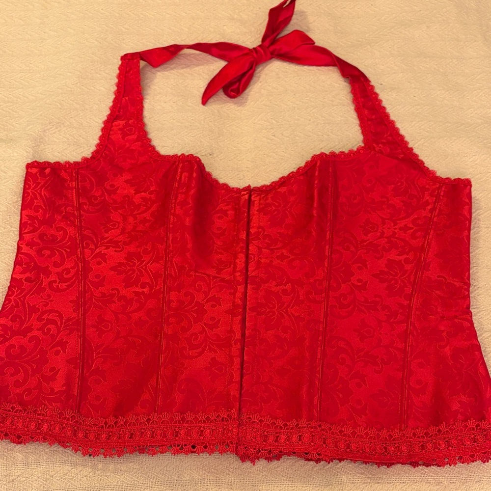 NWT Sexy elegant Halter Red Floral Corset Top